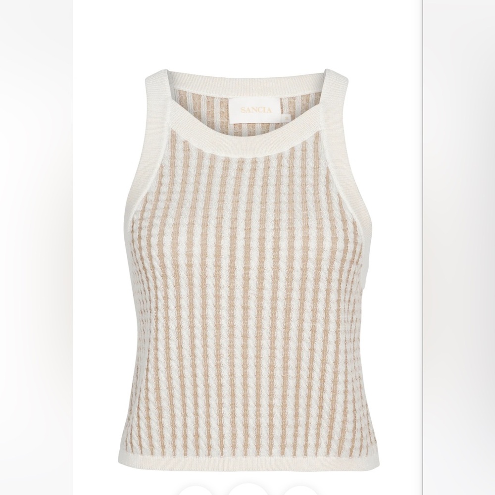 Sancia Women's Cream and White Tank Top